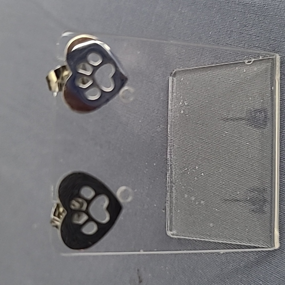 Silver Paw Print Earrings New